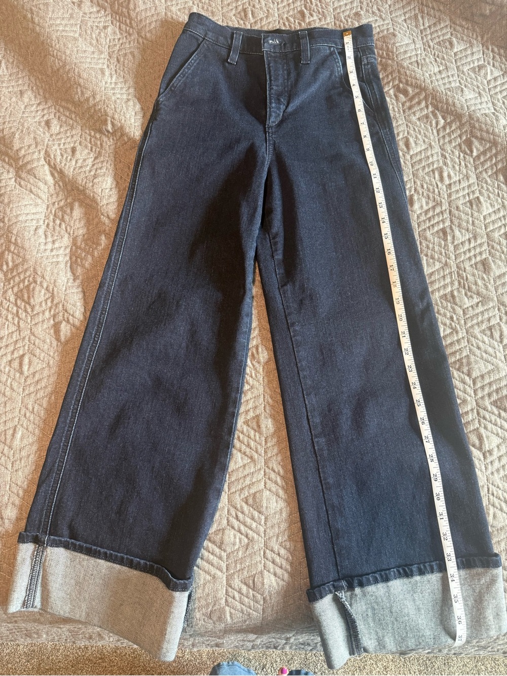 Joe's Jeans Dark Indigo Wide-Leg Cuffed Jeans